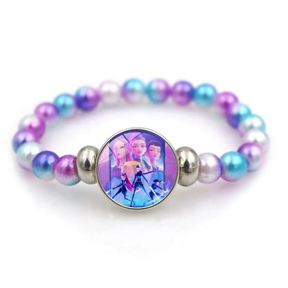 2025 KPop Demon Hunters Necklace & Bracelet Set – Kawaii Anime Jewelry for Girls, Cosplay Pendant Accessories