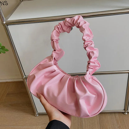 Fashion Pleated Cloud Handbag for Women – PU Leather Shoulder Bag, Casual Armpit Bag & Shopping Tote