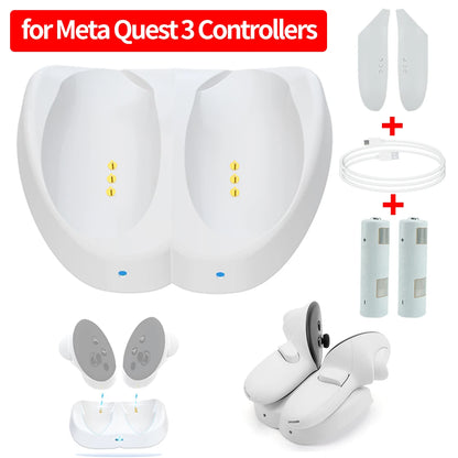 Controller Charging Station for Oculus Quest 3 – 20W Fast Charging with 2 Rechargeable Batteries, Meta Quest 3 VR Accessory