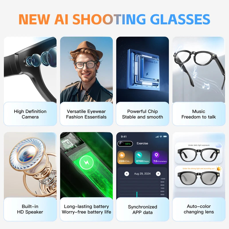 Xiaomi AI Smart Glasses – 200MP Bluetooth Camera Glasses with Music, Calls, Object Recognition & AI Translation