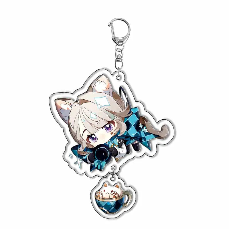 Genshin Impact Anime Keychain – Fontaine & Natlan Characters Sigewinne, Charlotte, Navia, Neuvillette & Clorinde Freminet