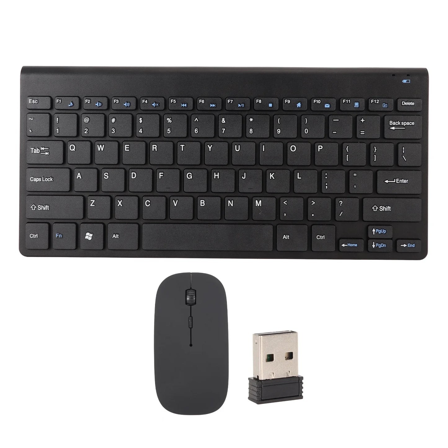 Slim Wireless Keyboard and Mouse Combo – Portable Silent Power-Saving Kit with LED Indicator for Home