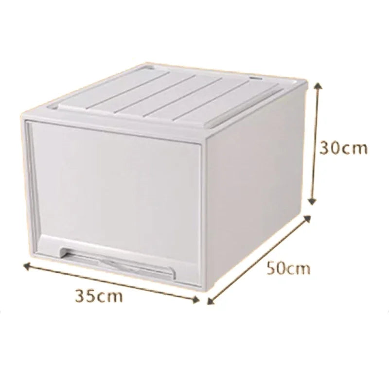Wardrobe Storage Box – High-Capacity Transparent Stackable Drawer Container for Household Organization