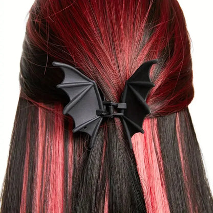 Gothic Bat Hair Clip - Matte Black Punk Halloween Hairpin for Women