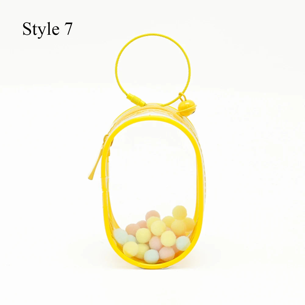 Transparent Jewelry Organizer Box – Plastic Storage Pouch with Keychain, Dustproof Case, Cute Doll Bag for Accessories
