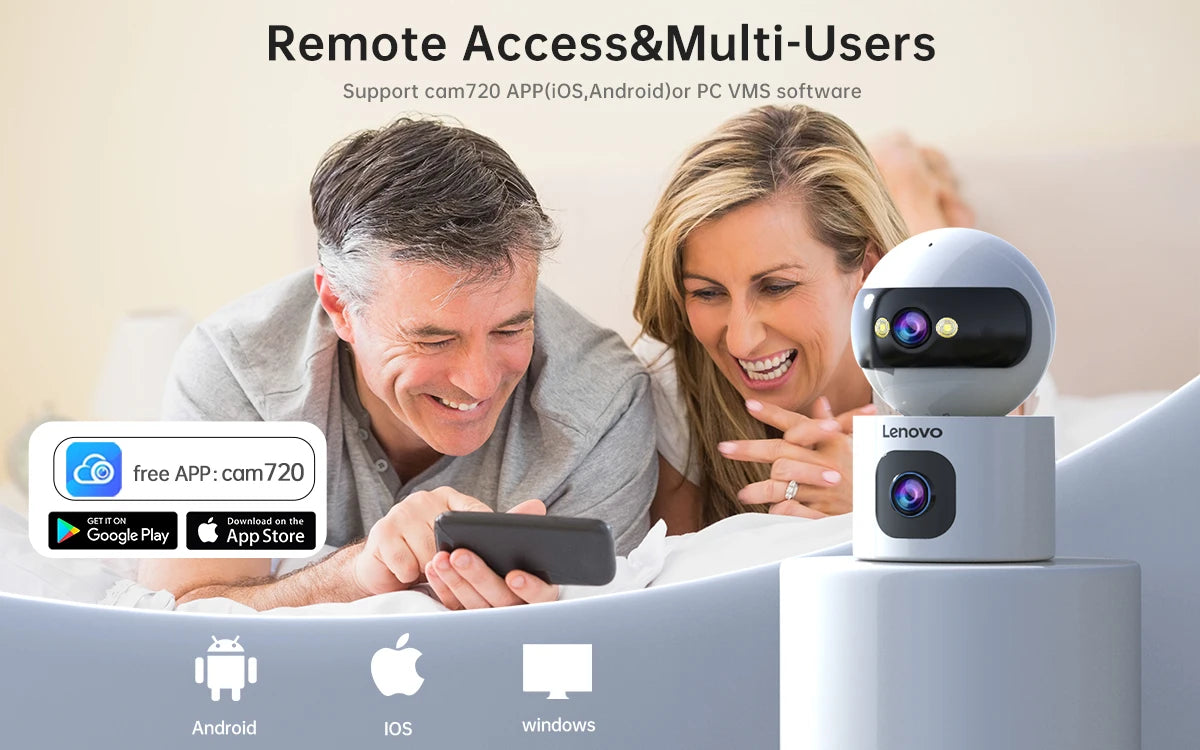 Lenovo 4K IP Camera – 5G WiFi Dual-Lens Smart Home CCTV, Wireless Surveillance with Auto Tracking, Security & Baby Monitor