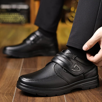 Men’s Retro Business Casual Slip-On Shoes - Velcro Closure, Soft Comfortable Non-Slip Sole