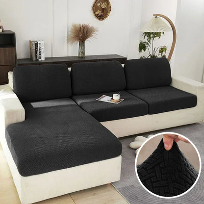 Elastic Jacquard Sofa Cover – Solid Grey Washable Seat Cushion Slipcover Furniture Protector for Sectional Living Room Sofa