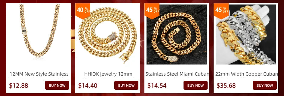 High-Quality Stainless Steel Gold Color Cuban Chain Necklace – 8-14mm Width, Waterproof Curb Link for Men & Women, Multiple Sizes