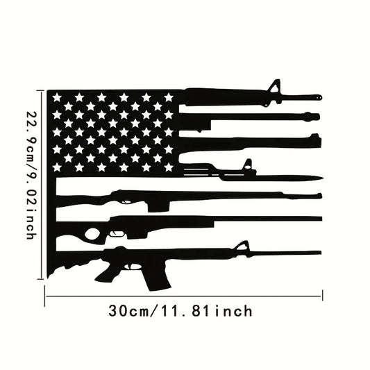 Gun Metal Flag Wall Art - Unique Black Metal Decor for Indoor Outdoor Living Room and Home Spaces
