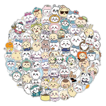 100PCS Kawaii Cartoon Sticker Pack - Cute Jiikawa Graffiti Decals for Laptop, Desk, Scrapbook & Stationery Decor