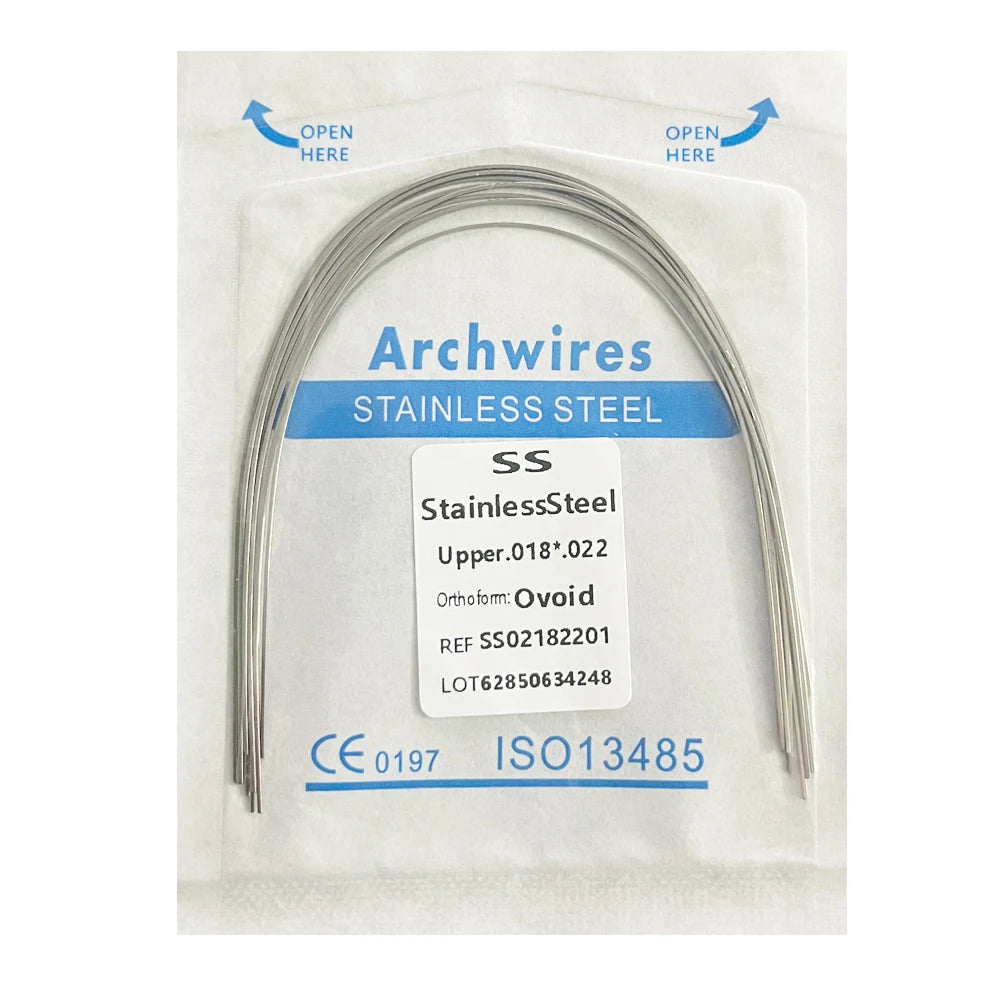 10PCS Dental Orthodontic Arch Wire Set - Stainless Steel Round & Rectangular Dentist Ovoid Form Material