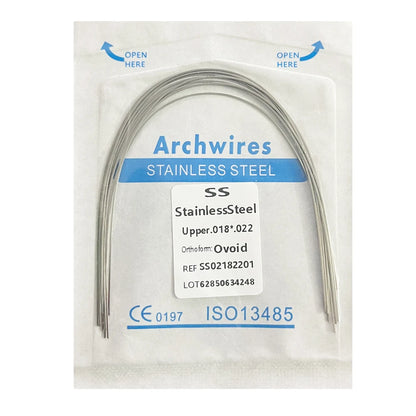 10PCS Dental Orthodontic Arch Wire Set - Stainless Steel Round & Rectangular Dentist Ovoid Form Material