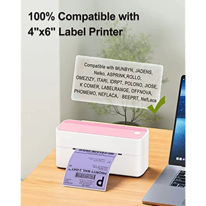 Phomemo 4x6 Thermal Shipping Labels – 500PCS Purple Fanfold Direct Thermal Labels, BPA-Free for Mailing Printer