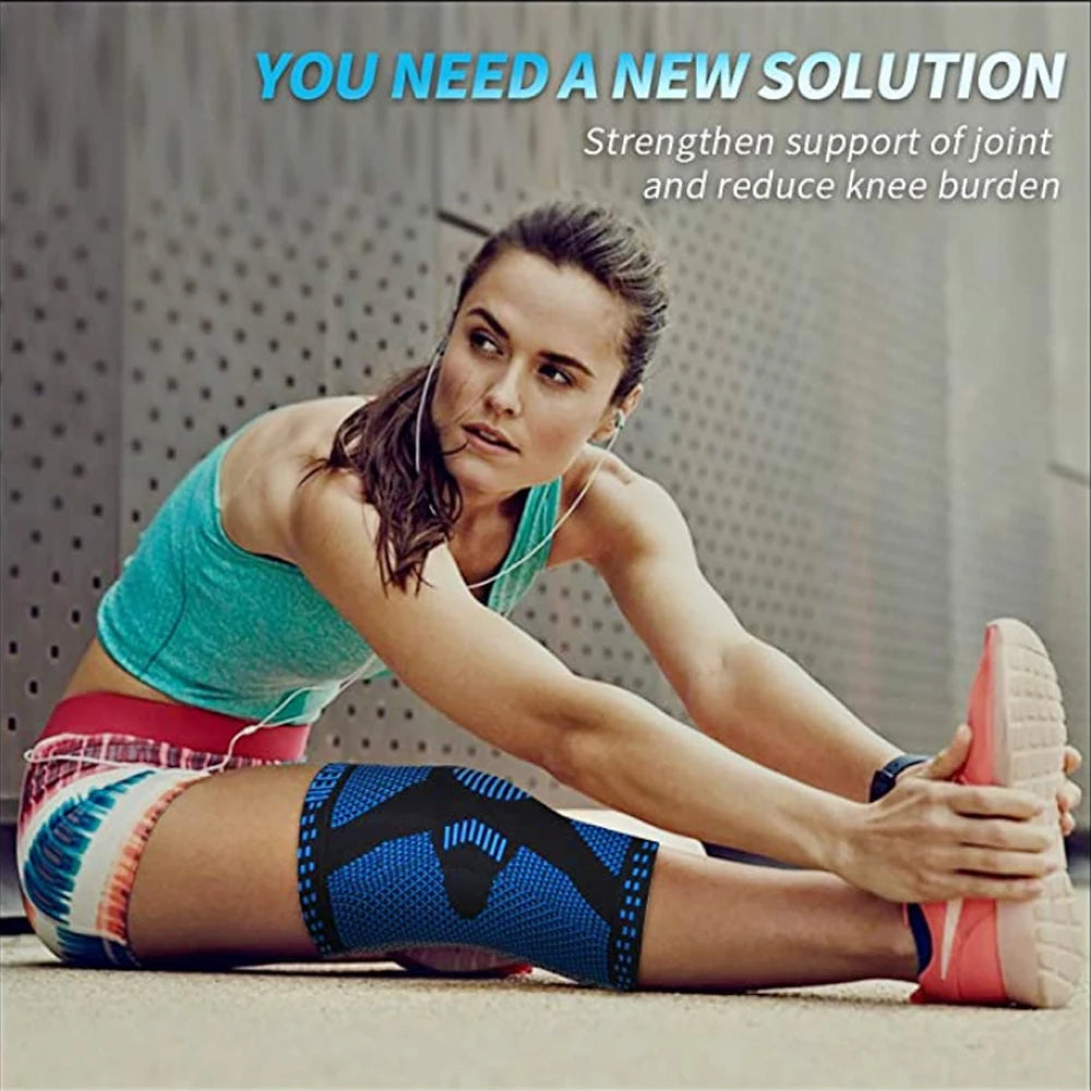 1 Piece Knee Brace Strap - Patella Medial Support - Silicone Compression Protection for Strong Meniscus - Sport Knee Pads for Running and Basketball