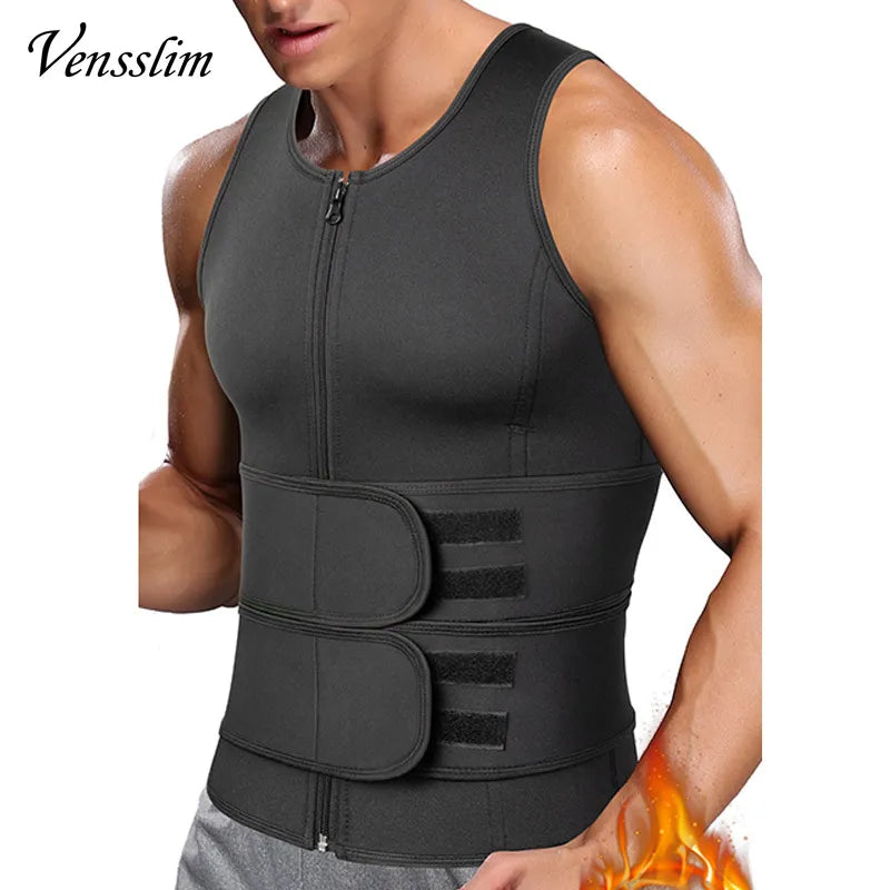 Men's Double Belt Waist Trainer Sauna Vest: Body Shaper Corset for Abdomen Slimming & Fat Burn - Fitness Shapewear