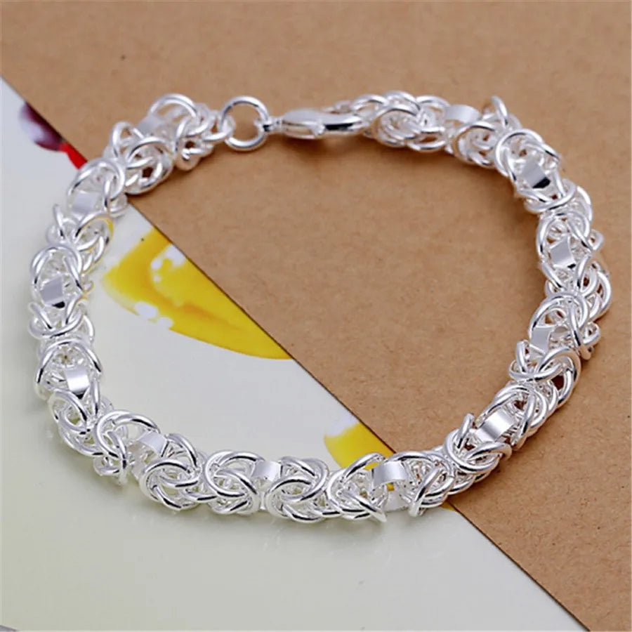 Hot Sale 925 Sterling Silver Solid Chain Bracelet — Charm Fashion Jewelry for Women & Men, Party, Wedding Gift