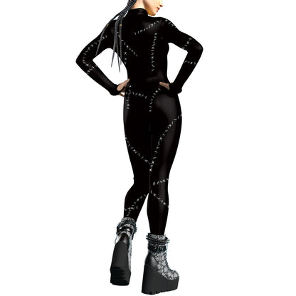 Black Catwoman Cosplay Jumpsuit - Women's Halloween Zentai Catsuit Costume for Parties