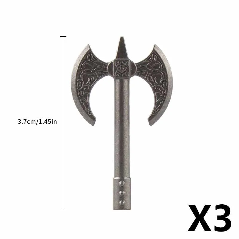 Medieval Figure Weapons Building Blocks Kit – King Sword, Lion Shield, Trident & Double-Edged Axe Battle Toy