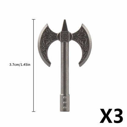 Medieval Figure Weapons Building Blocks Kit – King Sword, Lion Shield, Trident & Double-Edged Axe Battle Toy