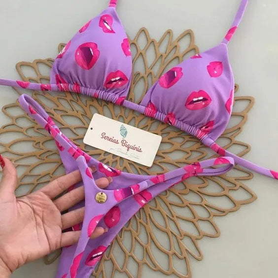 Women’s Bikini Split Print Swimwear – Sexy G-String Beach Set for Summer Holiday & Vacation Wear