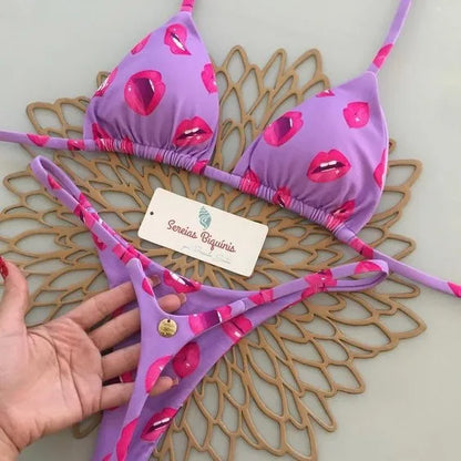 Women’s Bikini Split Print Swimwear – Sexy G-String Beach Set for Summer Holiday & Vacation Wear