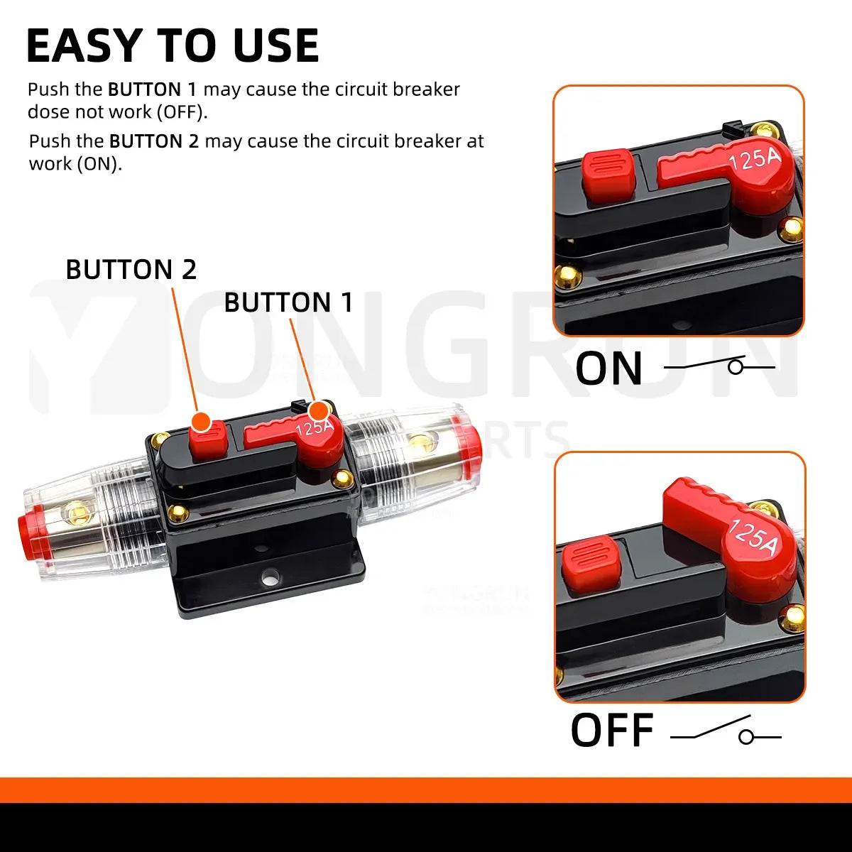 Manual Reset Circuit Breaker - 20A-300A Waterproof 12V-48V DC Car Audio Marine Fuse