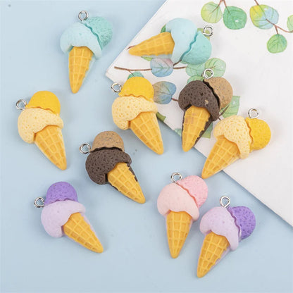 3D Ice Cream Resin Charms - Cute Food-Themed Pendants for DIY Earrings, Keychains & Jewelry Accessories