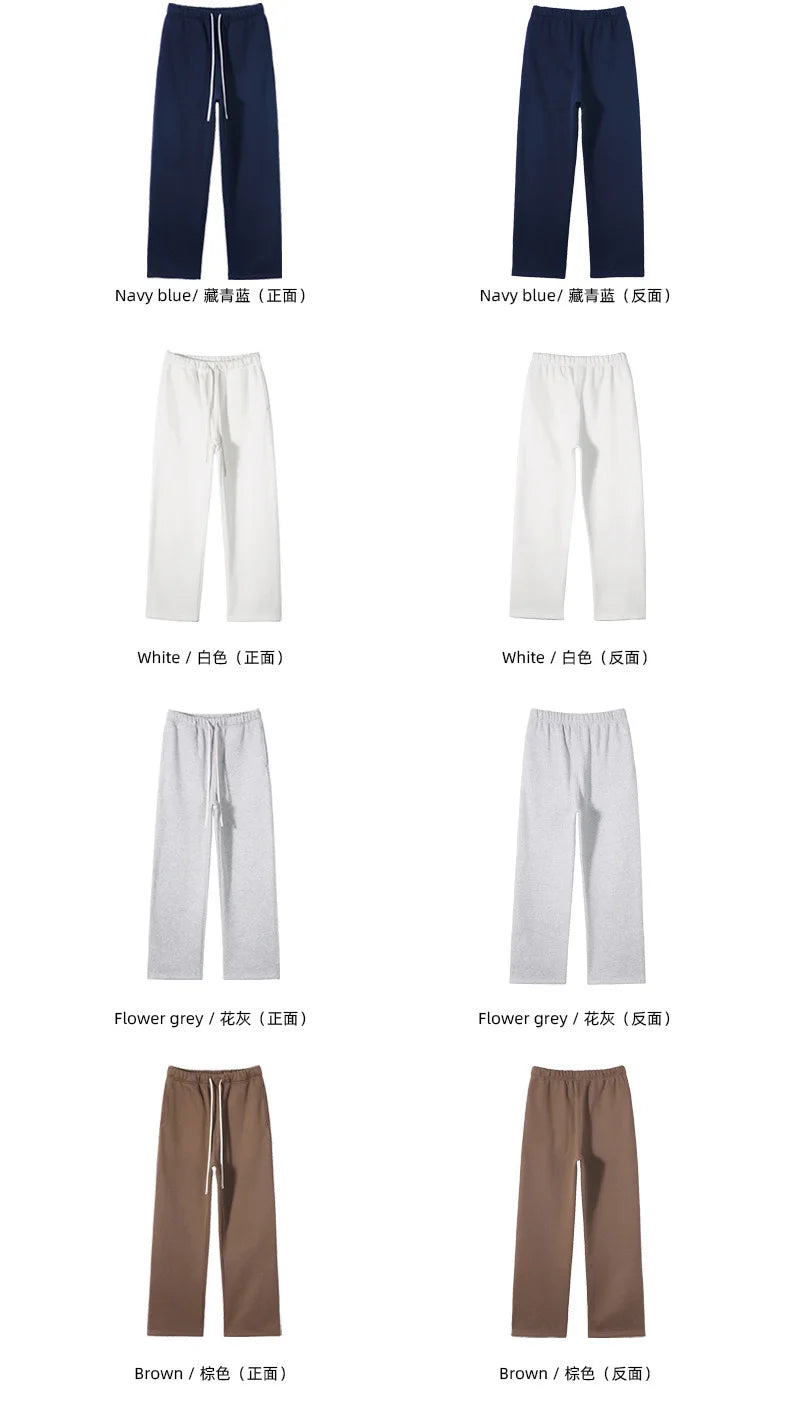 Straight-Lined Solid Color Cashmere Sweatpants – Soft Cozy Lounge Pants