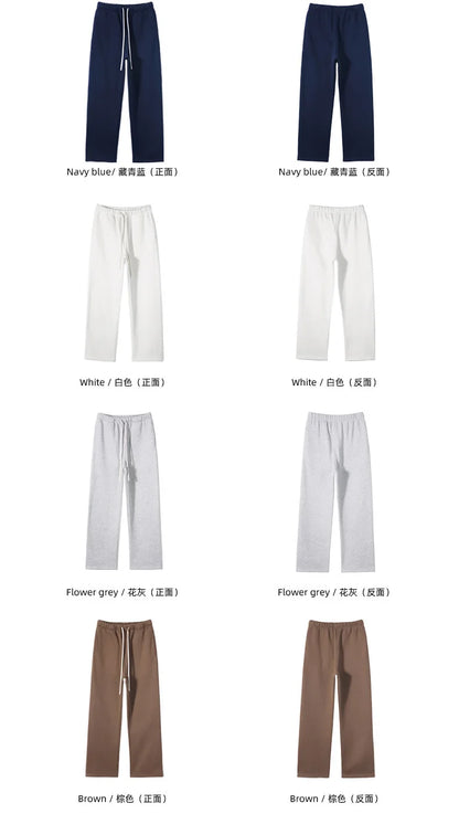Straight-Lined Solid Color Cashmere Sweatpants – Soft Cozy Lounge Pants