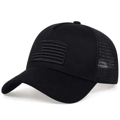 Fashion American Flag Embroidery Baseball Net Caps - Adjustable Casual Hats for Spring and Summer Outdoor Sunscreen Protection