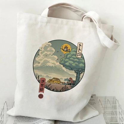 Totoro Studio Ghibli Fashion Tote Bag – Foldable Reusable Shopping Handbag, Harajuku Style Student Bag