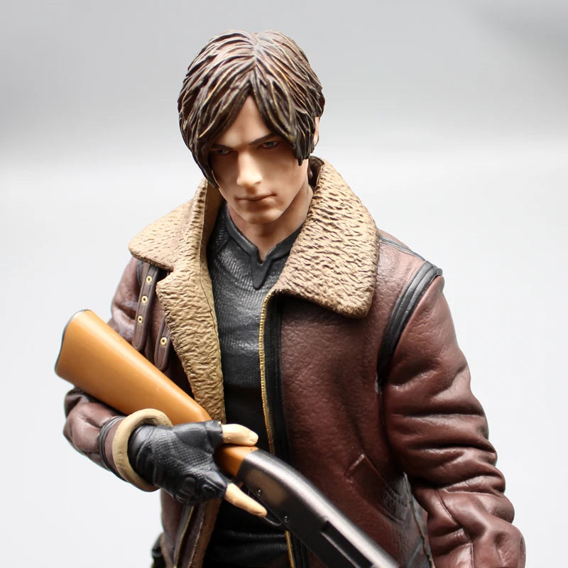 33cm Leon Zombie Hunter Leather Anime Figure – Boys’ Action Model Doll & Desk Decoration Statue