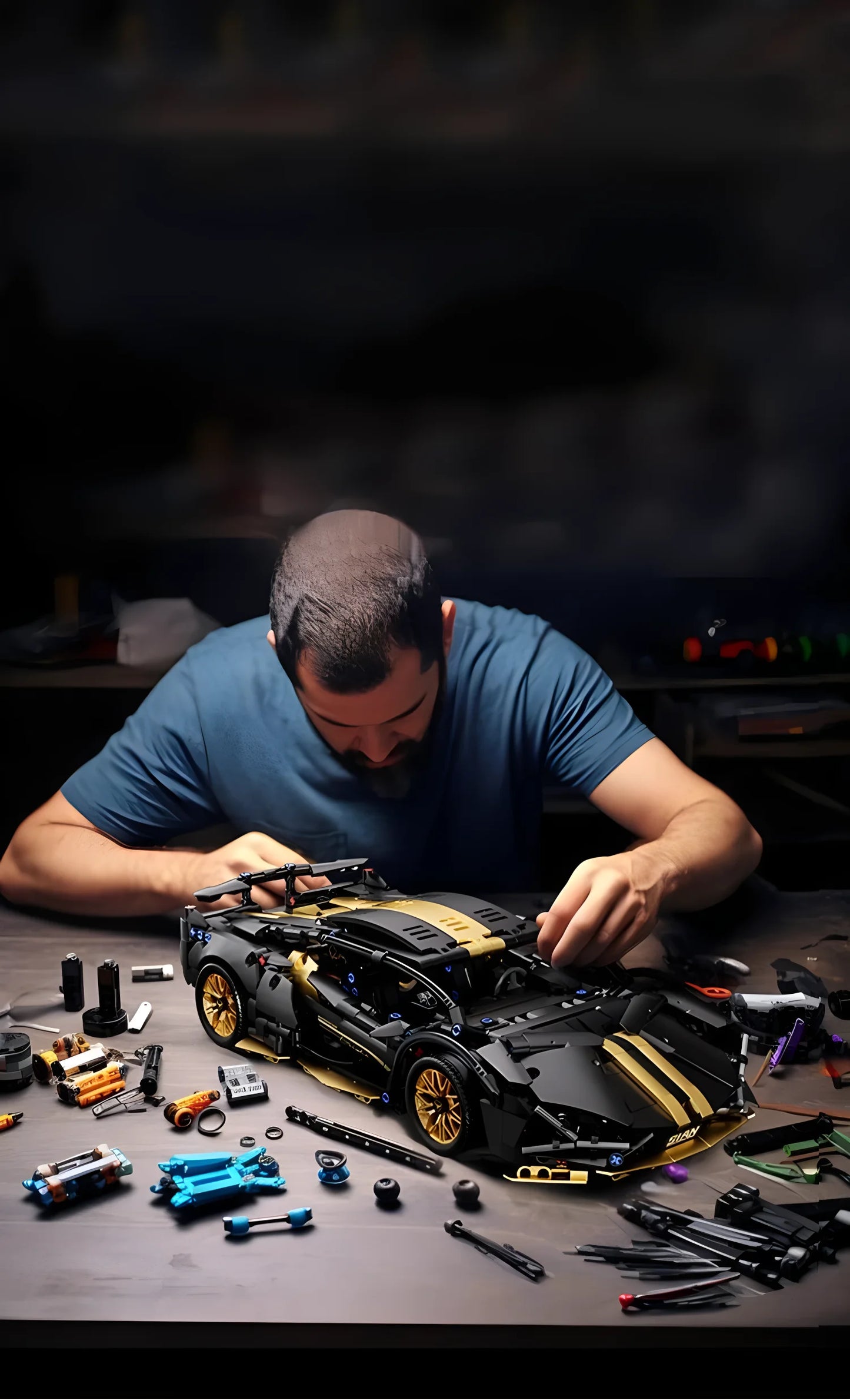 1:14 Technical Racing Sport Car Model Building Blocks – DIY Supercar Brick Puzzle for Adults & Kids, 1280+ Pieces