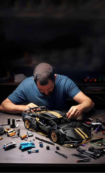 1:14 Technical Racing Sport Car Model Building Blocks – DIY Supercar Brick Puzzle for Adults & Kids, 1280+ Pieces