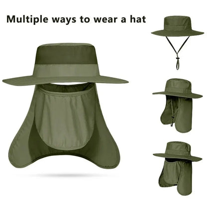 Stay Protected Outdoors: New Sun Protection Fishing Hat - Breathable Mesh, Anti-UV Summer Cap for Camping, Hiking, and Mountaineering - Men's Panama Style