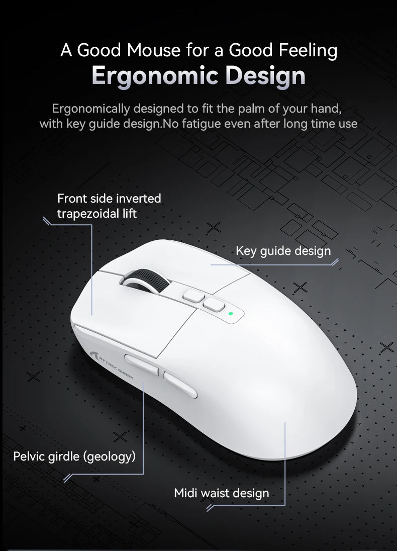 Attack Shark X6 PAW3395 Bluetooth Gaming Mouse — Tri-Mode Connection with RGB Touch, Magnetic Charging Base & Macro Functions