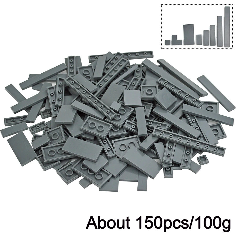 150-Piece DIY Building Blocks Set - Multicolor Flat Tile Construction Parts for Creative Educational Play and Crafts