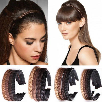 Bohemian Twist Braided Wig Headband - Fashionable Synthetic Hair Accessory for Women, Perfect Stretchable Hairband for Parties