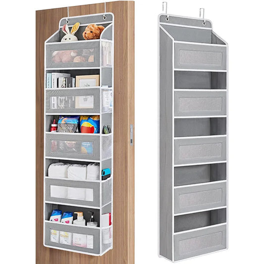 5-Shelf Hanging Storage Organizer - Anti-Tilt Over Door Storage with Large Capacity Pockets for Bedroom & Bathroom