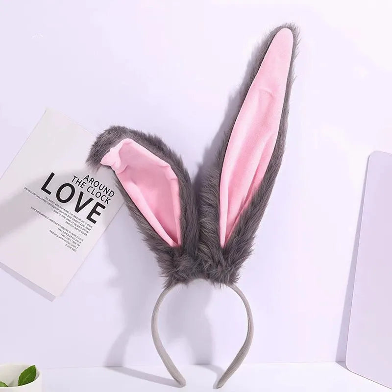 Cosplay Rabbit Police Ear Headband - Cute Plush Bunny Ears Dress-Up Hair Accessory