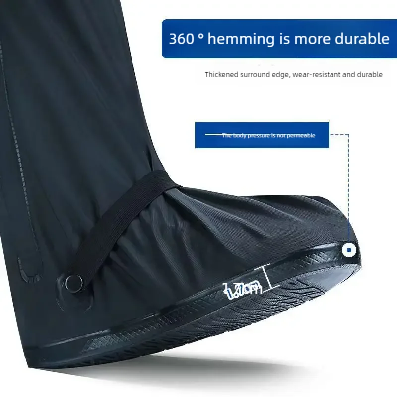 Black Waterproof Rain Boot Covers – High-Top Shoe Covers with Reflector for Motorcycle, Bike & Outdoor Use (Men & Women)