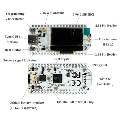 2-Piece ESP32 LoRa V3 Development Board - 868MHz/915MHz SX1262 OLED WiFi Bluetooth Kit for Arduino IoT Meshtastic