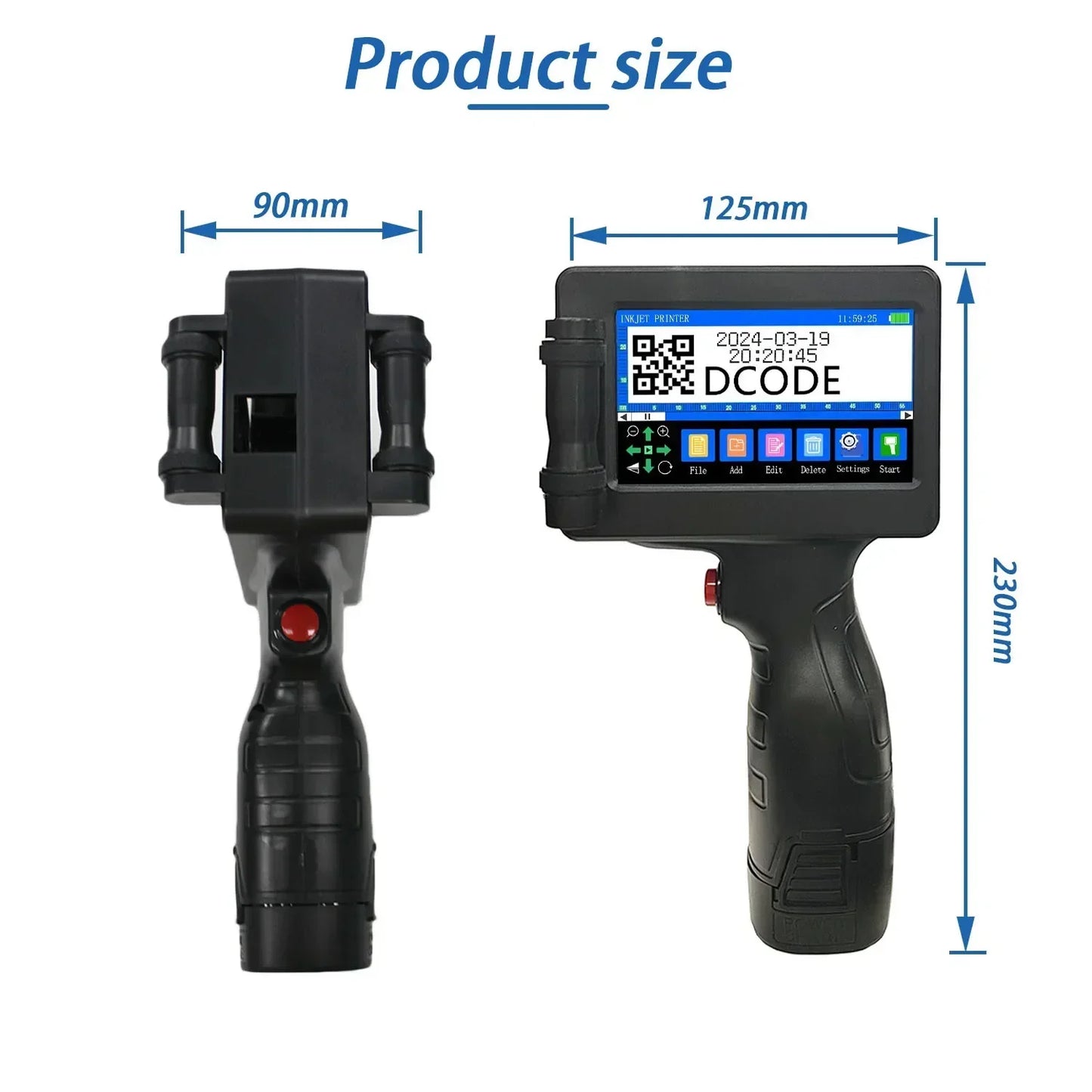 DCODE 1755PLUS Portable Handheld Inkjet Printer – 12.7mm Text, QR, Barcode, Logo & Date Printing Machine