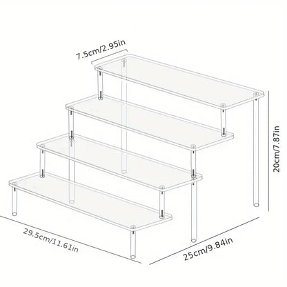 Multi-Layer Acrylic Cake Display Stand – Clear Trapezoidal Rack for Desserts & Cupcakes