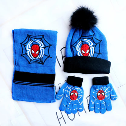 Spider-Man Cosplay Hat & Accessories - Cartoon Knitted Scarf, Warm Gloves & Christmas Cap for Boys and Girls