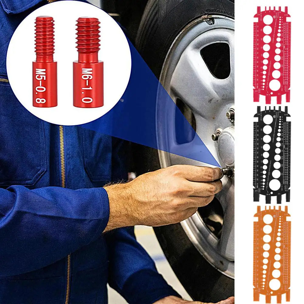 Portable Thread Checker Gauge - Metric & Imperial Screw Nut and Drill Bit Measuring Tool for Accurate Sizing