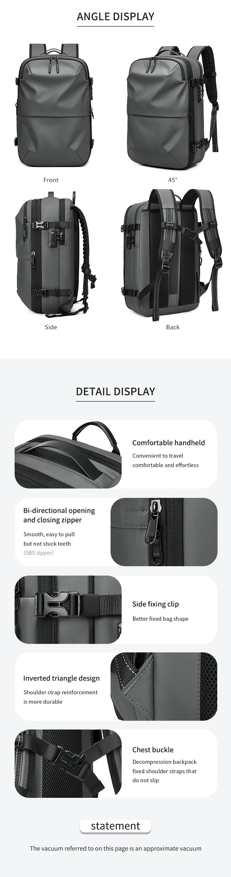 Men's Travel Backpack – Vacuum Compression, 17-Inch Laptop Backpack, Large Capacity Business & School Backpack, Expanded Hiking Bag