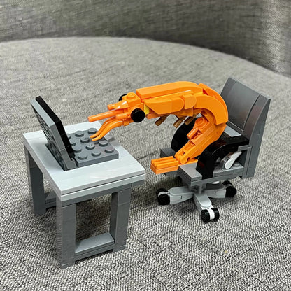 MOC Shrimp Building Block Figurines – Creative Puzzle Toy for Boys & Girls, Internet Celebrity Parody