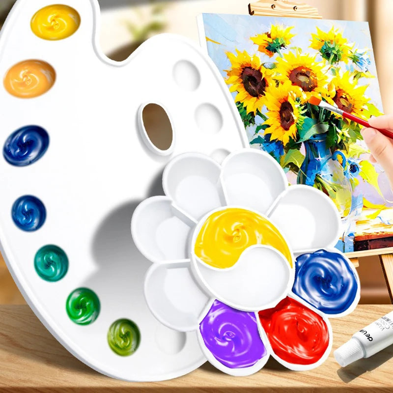 Reusable Plastic Painting Palette – Easy-Clean Paint Tray Art Supply for Acrylic & Watercolor, Ideal for School & Office Artists